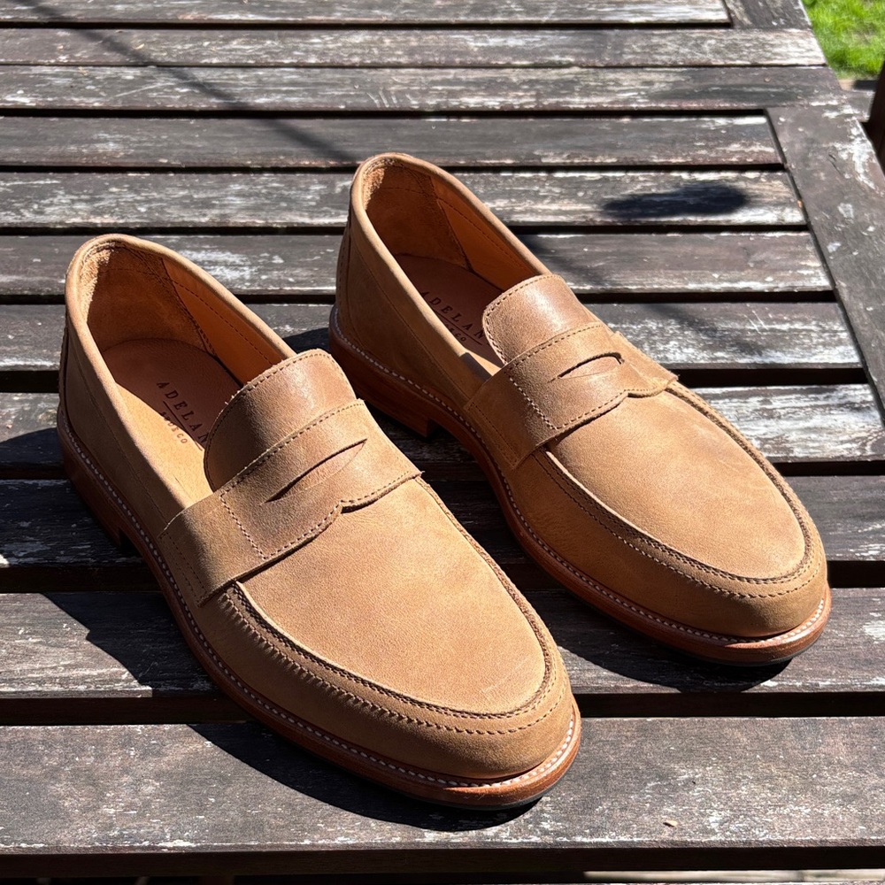 Men's Adelante Luca Penny Loafers in Light Brown Leather - Slip-On Dress Shoes